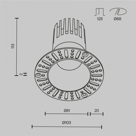 Встраиваемый светильник Dip круглый белый 10
