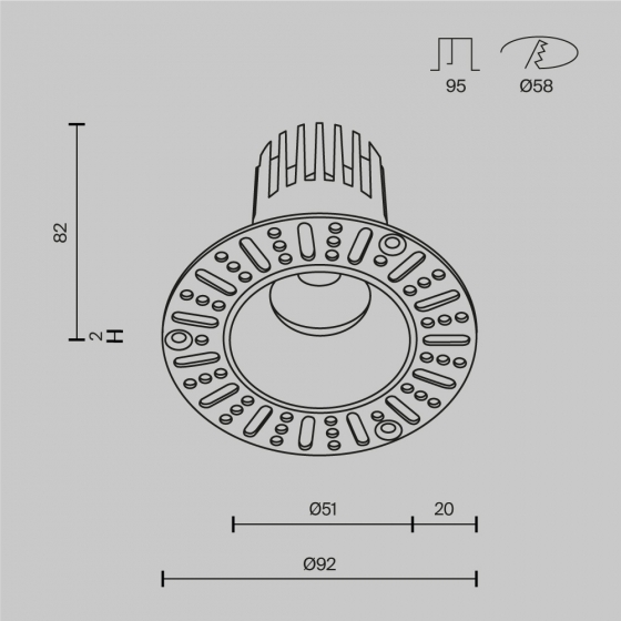 Встраиваемый светильник Dip круглый белый 13