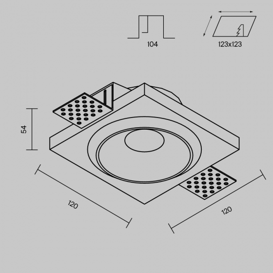 Встраиваемый светильник Gyps Modern квадратный белый 10