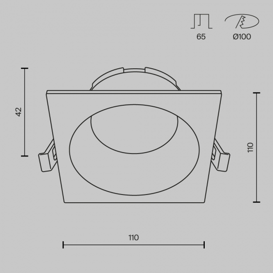Встраиваемый светильник Share квадратный черный 7