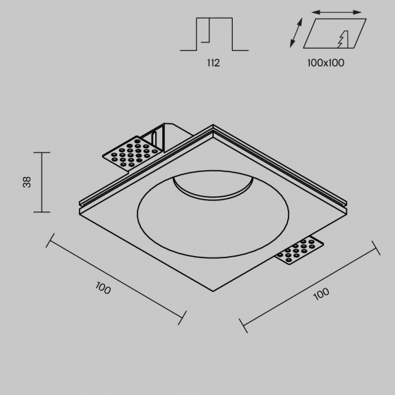 Встраиваемый светильник Gyps Modern квадратный белый 9