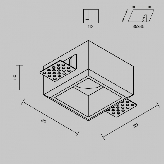 Встраиваемый светильник Gyps Modern квадратный белый 9