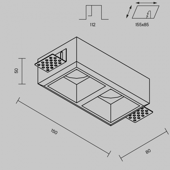 Встраиваемый светильник Gyps Modern белый 2 лампы 7