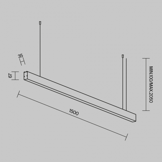 Линейный светильник подвесной черный 150 см 7