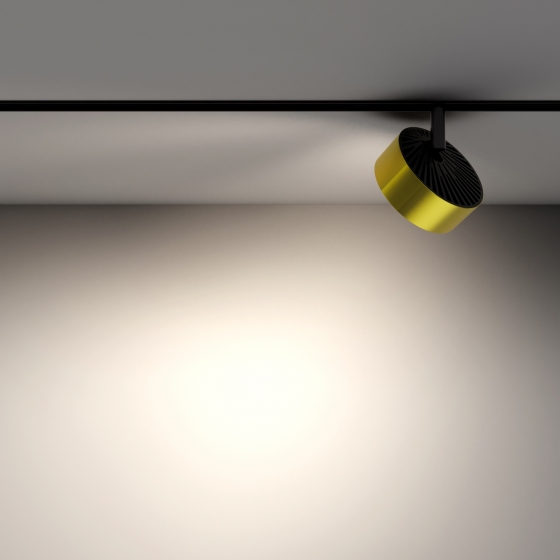 Трековый светильник Rado черный с золотым ободком 4