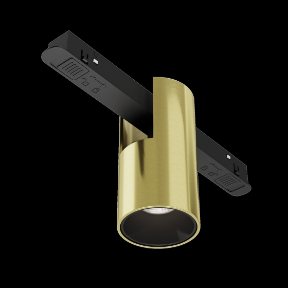 Трековый светильник Альфа черный с золотыми акцентами 3