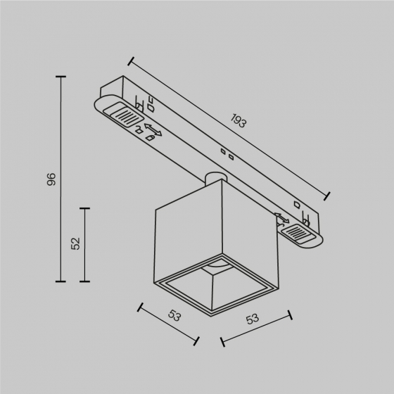 Трековый светильник Alfa S квадратный черный 9