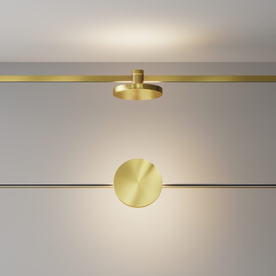 Трековый светильник Plato латунный круглый 4