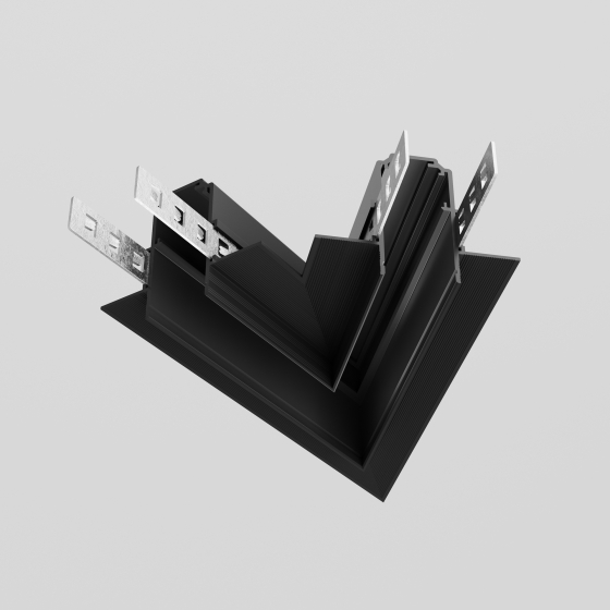 Коннектор угловой 45° Exility встраиваемый под ГКЛ 9,5мм, черный 2