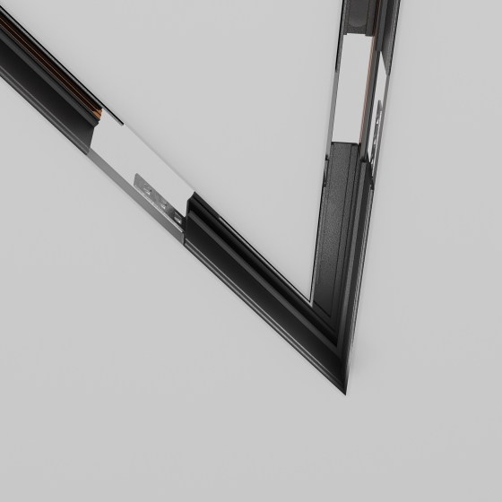 Коннектор угловой 45° Exility встраиваемый под ГКЛ 9,5мм, черный 4