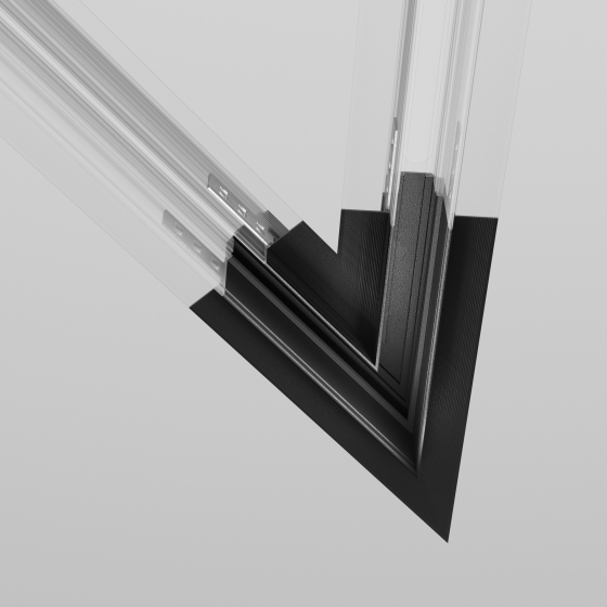 Коннектор угловой 45° Exility встраиваемый под ГКЛ 9,5мм, черный 5