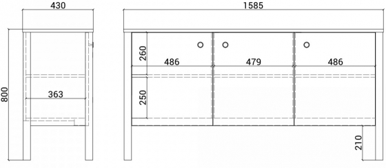 Комод Bergen 159X43X80 CM 3