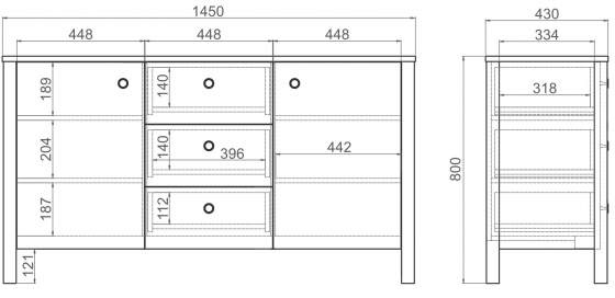 Комод Inspire Bergen 145X43X80 CM 6