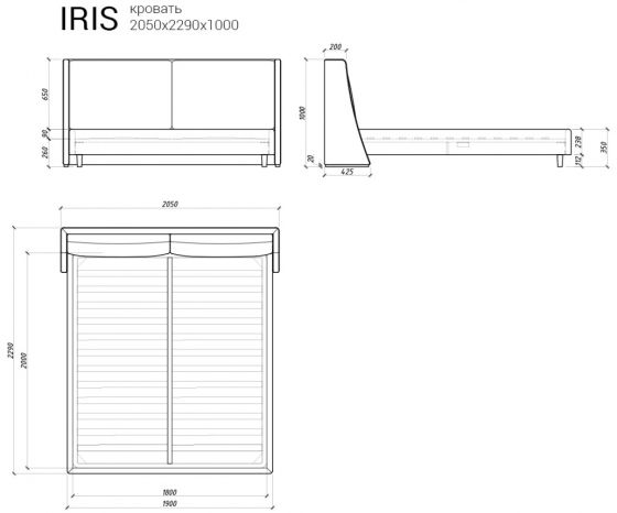 Кровать Iris 205X229X100 CM 7