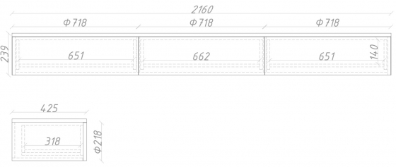Консоль подвесная Minimal 216X43X24 CM 9