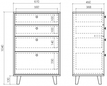 Высокий комод Twin 67X45X104 CM