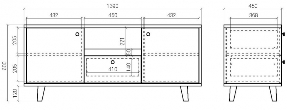 Тумба под ТВ Twin 138X45X60 CM 8