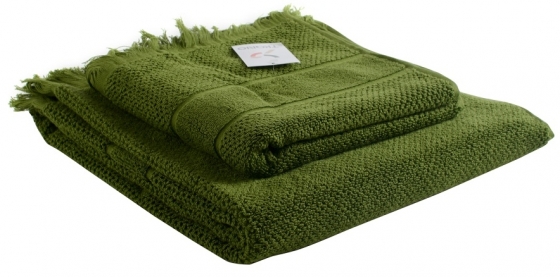 Полотенце для рук с бахромой 50X90 CM оливково-зеленого цвета 2