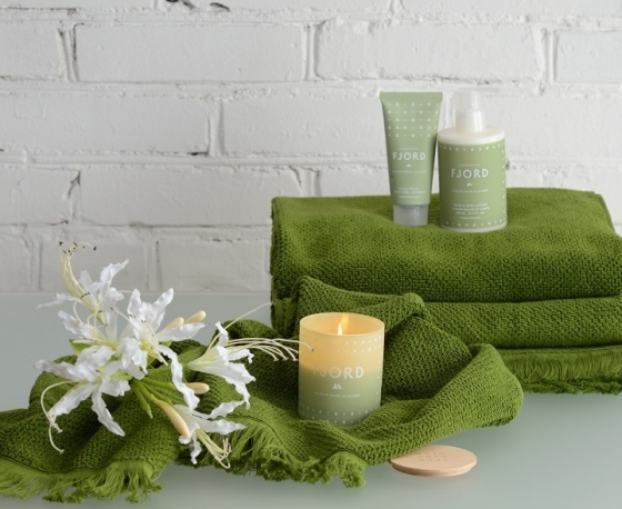 Банное полотенце с бахромой 70X140 CM оливково-зеленого цвета 3