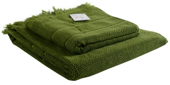 Банное полотенце с бахромой 70X140 CM оливково-зеленого цвета 2