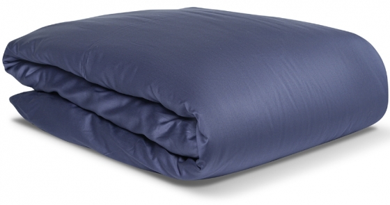 Комплект постельного белья полутораспальный из сатина Essential тёмно-синего цвета 2