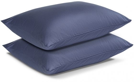 Комплект постельного белья полутораспальный из сатина Essential тёмно-синего цвета 3