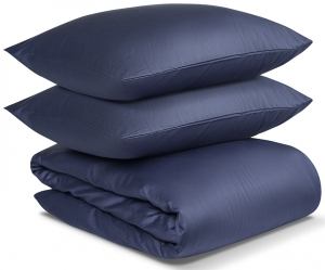 Комплект постельного белья полутораспальный из сатина Essential тёмно-синего цвета