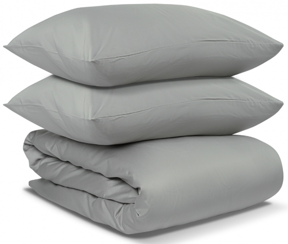 Комплект постельного белья двуспальный из сатина Essential светло-серого цвета 1