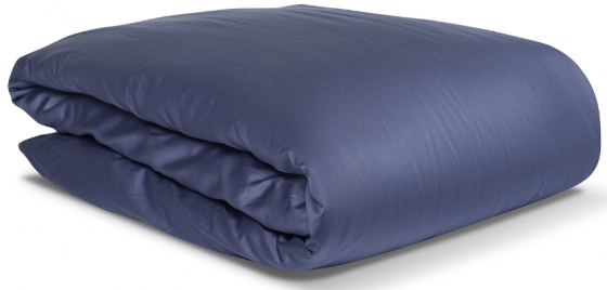 Комплект постельного белья двуспальный из сатина Essential тёмно-синего цвета  2