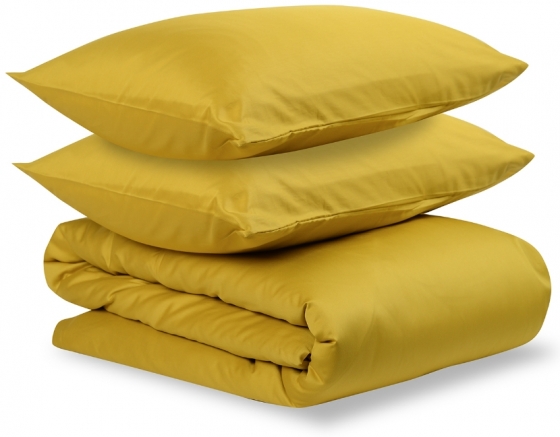 Комплект постельного белья двуспальный из сатина Essential горчичного цвета 1