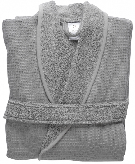Халат банный из чесаного хлопка Eessential XL серого цвета 1