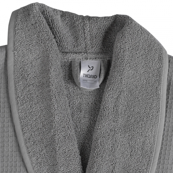 Халат банный из чесаного хлопка Eessential XL серого цвета 8