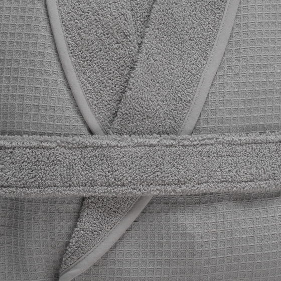 Халат банный из чесаного хлопка Eessential XL серого цвета 9