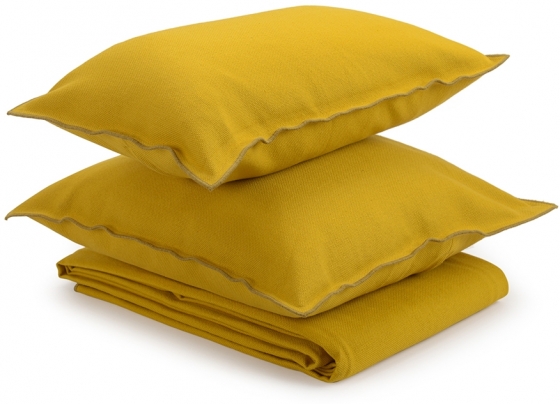 Чехол на подушку из фактурного хлопка Essential 45X45 CM горчичного цвета 3