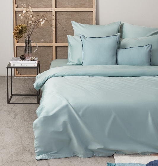 Полутораспальный комплект постельного белья из сатина Essential голубого цвета 2