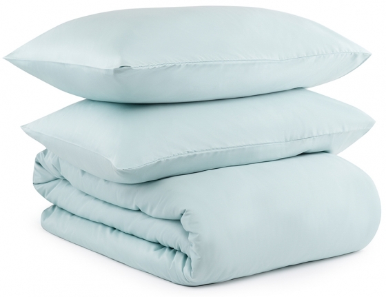 Полутораспальный комплект постельного белья из сатина Essential голубого цвета 1