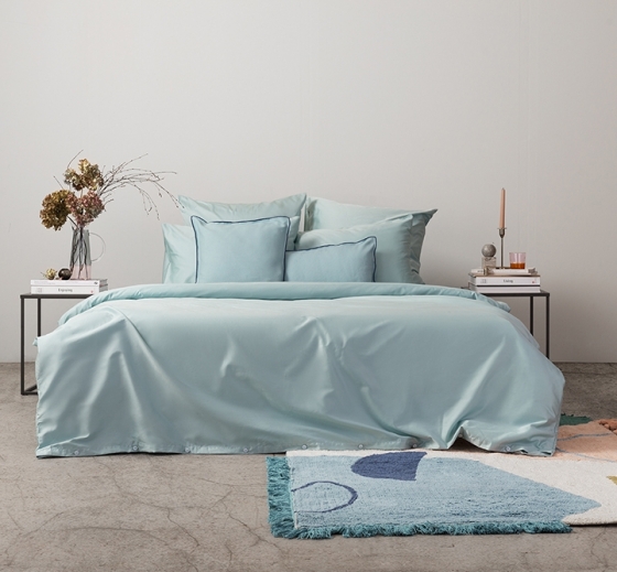 Полутораспальный комплект постельного белья из сатина Essential голубого цвета 6