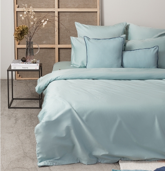 Комплект постельного белья двуспальный из сатина Essential  голубого цвета 2