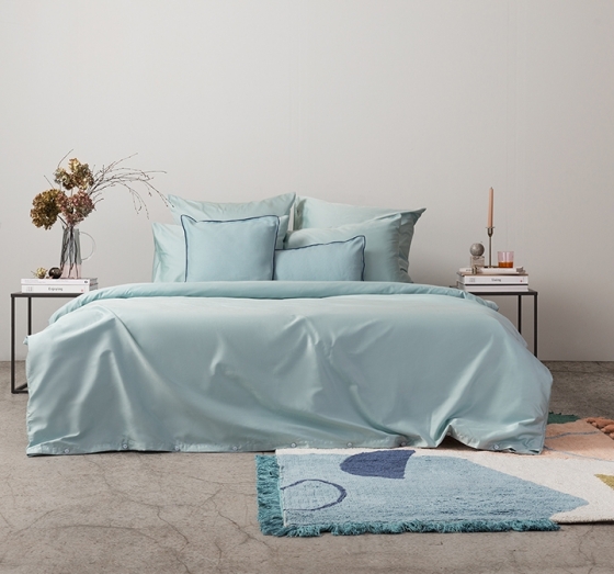 Комплект постельного белья двуспальный из сатина Essential  голубого цвета 6