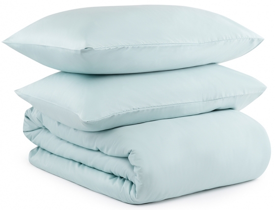 Комплект постельного белья двуспальный из сатина Essential  голубого цвета 1