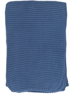 Плед из хлопка жемчужной вязки Essential 130X180 CM пыльно-голубого цвета