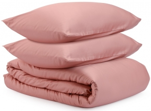 Комплект двуспальный из сатина Essential тёмно-розового цвета