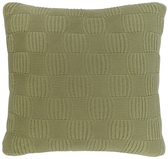 Подушка из хлопка рельефной вязки Essential 45X45 CM травянисто-зеленого цвета 1