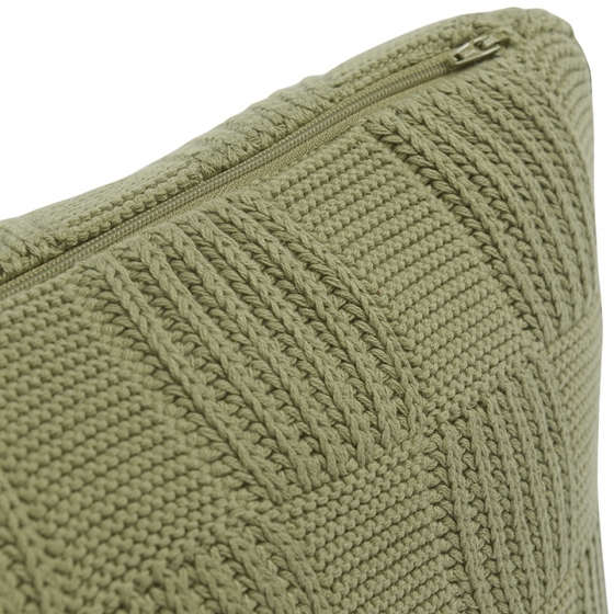 Подушка из хлопка рельефной вязки Essential 45X45 CM травянисто-зеленого цвета 3