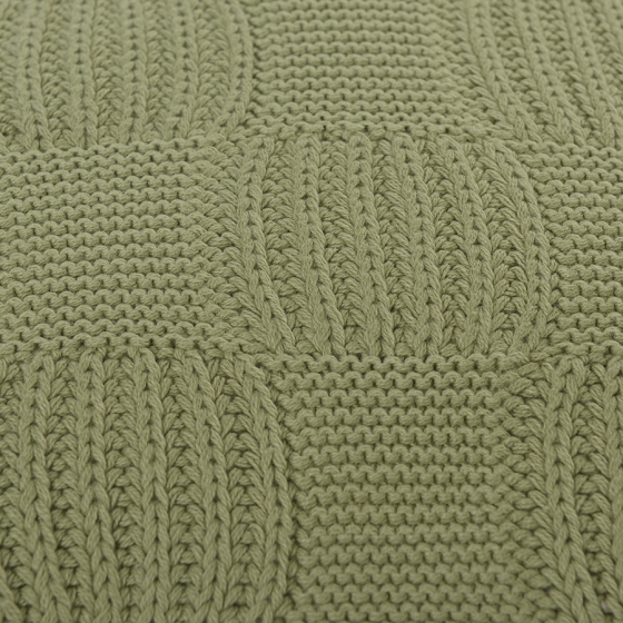 Подушка из хлопка рельефной вязки Essential 45X45 CM травянисто-зеленого цвета 4