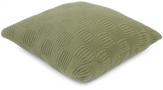 Подушка из хлопка рельефной вязки Essential 45X45 CM травянисто-зеленого цвета 2