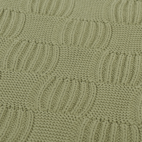 Плед из хлопка рельефной вязки Essential 130X170 CM травянисто-зеленого цвета 5