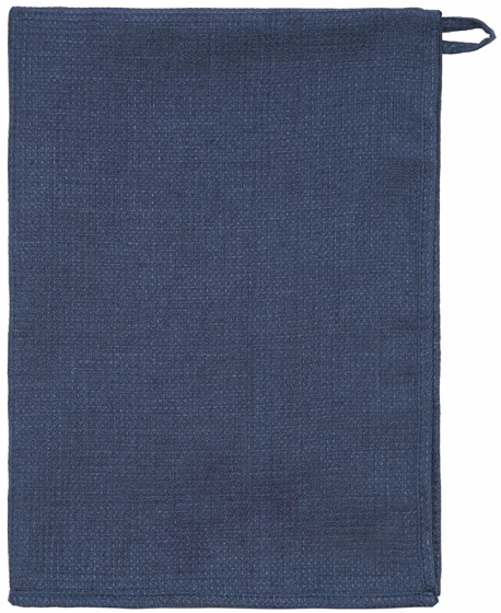 Набор из двух вафельных полотенец изо льна Essential 50X70 CM темно-синего цвета 1