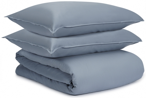 Комплект постельного белья из сатина с брашинг-эффектом Essential 150X200 CM джинсово-синего цвета 1
