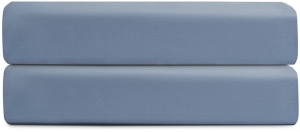 Простыня на резинке из сатина с брашинг-эффектом Essential 160X200X30 CM джинсово-синего цвета